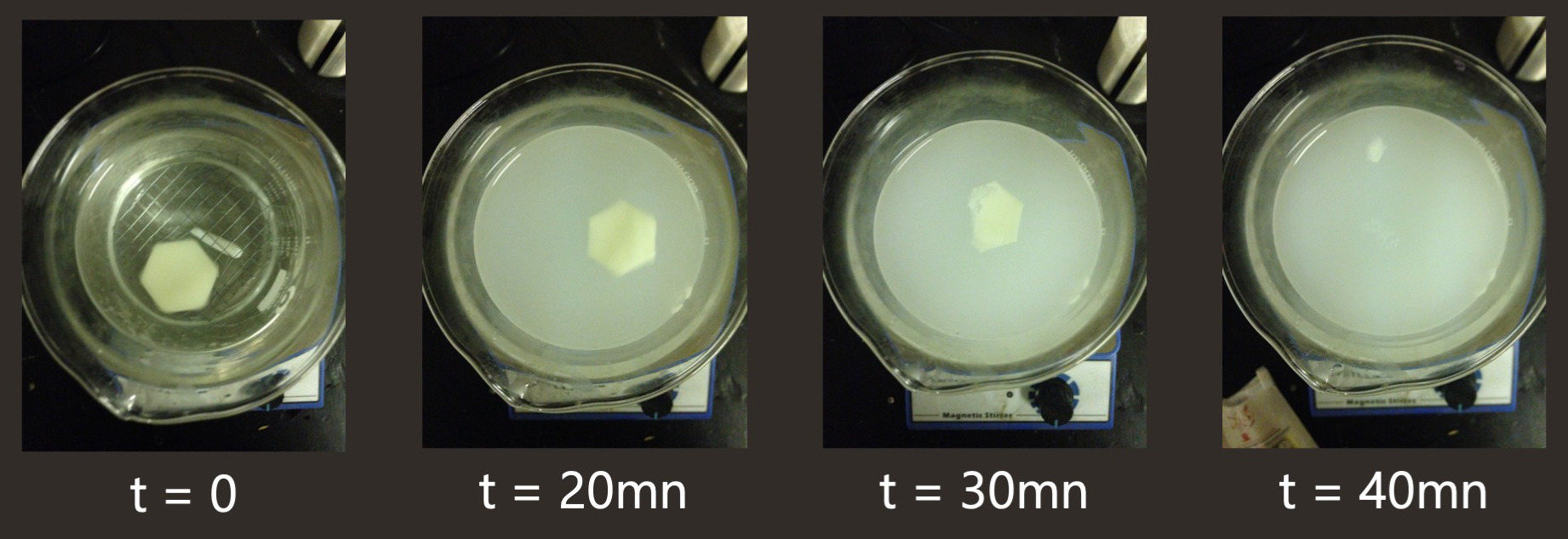 measurement of bvoh dissolution in water at 20°C support material