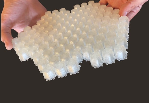 Hexaflex TPU 3D printed part industrial 3D printer pellets injection molding