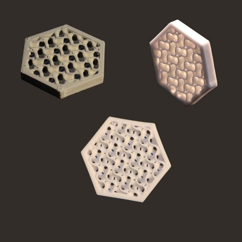 stainless steel gyroids Pollen AM  mim metal cim ceramic technical 3D printing 3D printer industrial pellets granules extrusion small series medium series stainless steel thermoplastic granules open to materials multi-material