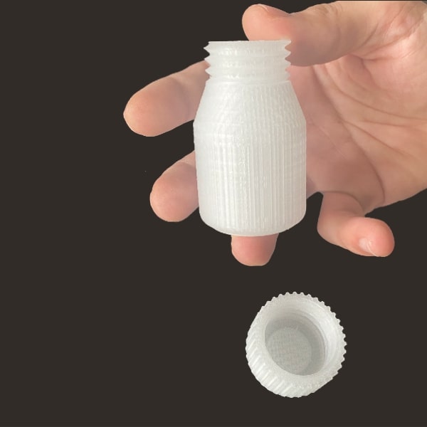 pp bottle Pollen AM  mim metal cim ceramic technical 3D printing 3D printer industrial pellets granules extrusion small series medium series stainless steel thermoplastic granules open to materials multi-material