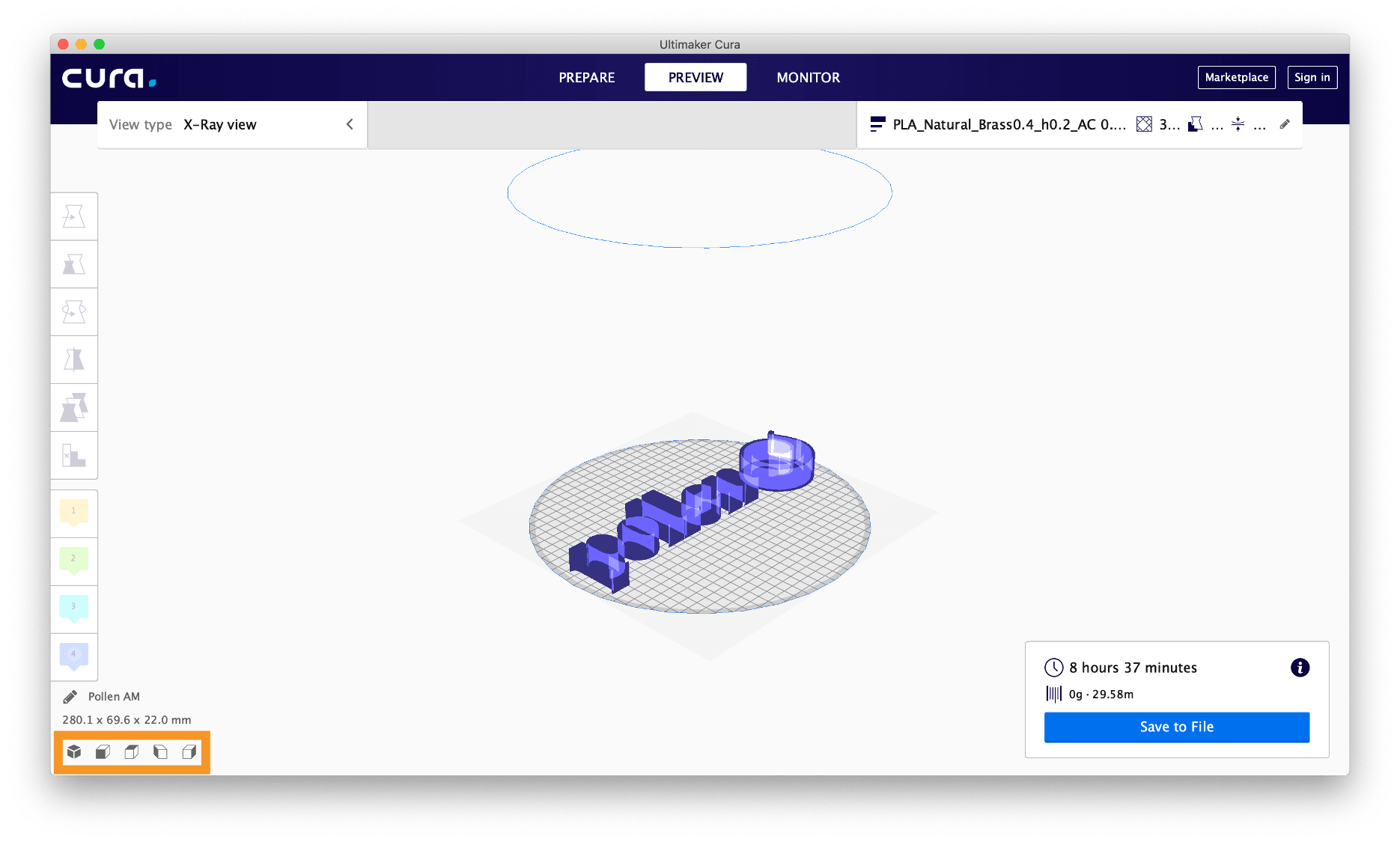 Déplacer un fichier 3D vers un logiciel de découpe Impression 3D Imprimante 3D Fabrication additive Pollen AM Pam Imprimantes 3D Cura